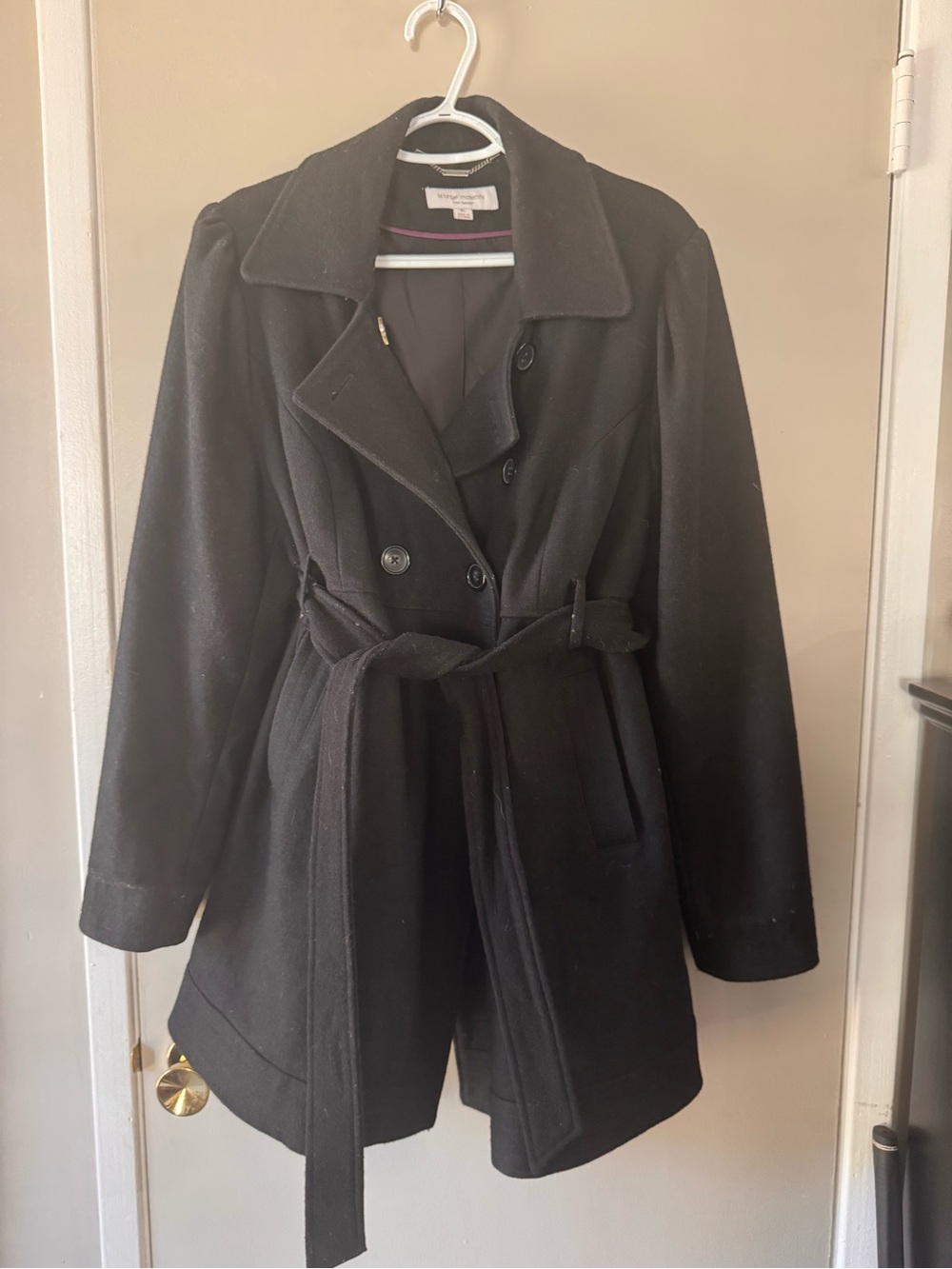 Target Black Women's Double-Breasted Belted Trench Coat